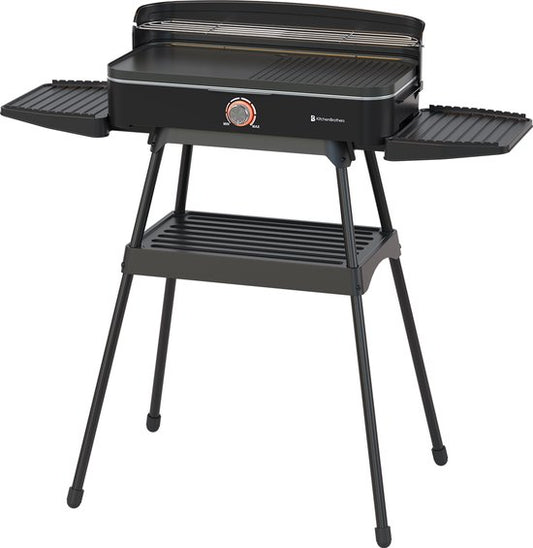 KitchenBrothers Barbecue Électrique 2200W – Sur Pied et de Table – Coloris Noir