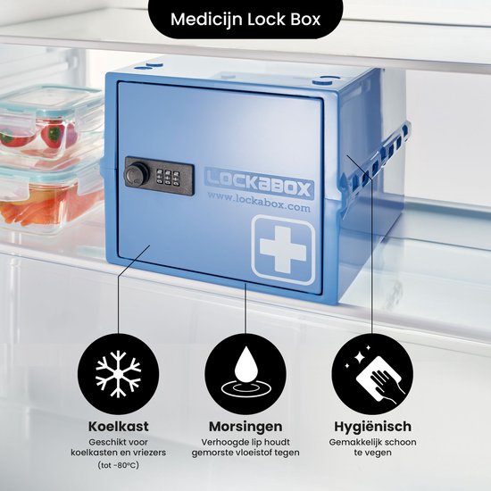 Lockabox One™ Boîte de rangement avec serrure à chiffres - Armoire à pharmacie verrouillable - Coffre-fort en polycarbonate - Résistant au réfrigérateur et au congélateur - 10,5 litres - 31 x 21 x 17 cm.
