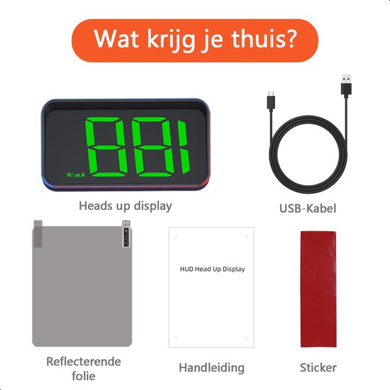 Tech Essentials Automatic - GPS Speedometer Car HUD - USB-C - Green - Head Up Displays - Plug and Play