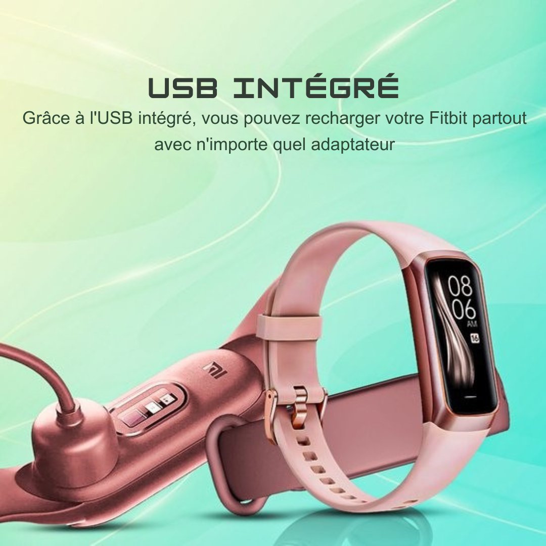 Montre connecté Otiume Activity - Avec podomètre et cardiofréquencemètre - Montre sport - Smartwatch - Pour femmes, hommes et enfants - Fitness Tracker - Tensiomètre - Rose