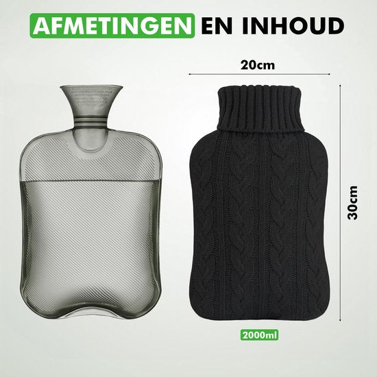 Travelhawk Jug XL - 2 litres - Cruche d'eau chaude - Avec couvercle en laine - Cruches - Pour les maux d'estomac, la cruche ou la douleur - Noir