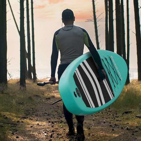 LifeGoods PaddlePro SUP Board - Planche à pagaie gonflable - Ensemble complet - Max. 135KG - 320x81cm - Vert pastel