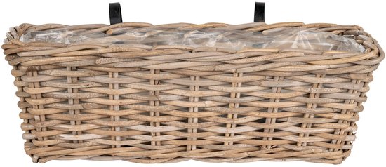 Jardinière suspendue en rotin Kubu - Finition naturelle | 60x20x23 cm