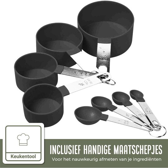 COOCK inox - Set de bols à mélanger avec couvercle - Bols à frire avec couvercle - Bol de stockage avec râpe - Bol pour salades et mélanges - Set de 22 pièces de 1,5 à 5 litres - Cuillères à mesurer incluses