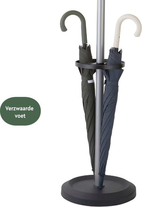 BRASQ Porte-manteau Stockholm CS500 - Porte-manteau sur pied avec 6 cintres + porte-parapluie - Noir