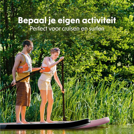 LifeGoods SUP Board All-round Compact - Capacité de charge 100 KG - 300 x 76 cm - Gonflable - Pack SUP complet - Blanc/Noir