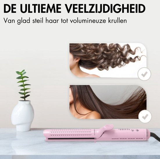 Sansbeauté® 2 in 1 Airflow Straightener - Curling tongs - Straighteners - Hair Straightener - Fast Warm-up - 140℃ to 220℃ - Straighten & Curl - ION technology