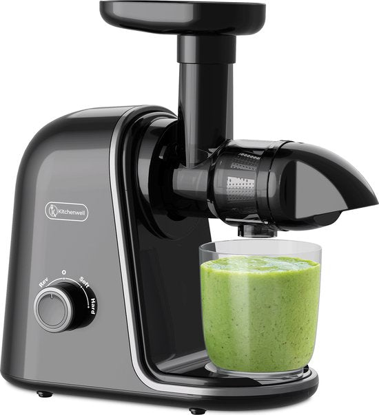 Kitchenwell Slowjuicer - 700ml - Presse-agrumes avec récipient à pulpe - Presse-légumes et fruits - Sans BPA - Noir