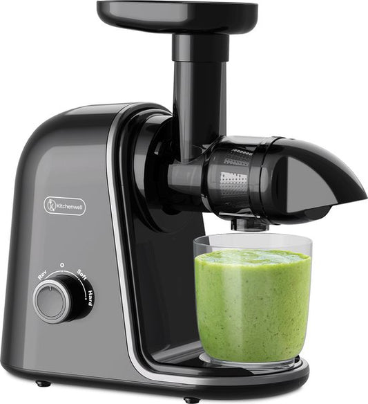 Kitchenwell Slowjuicer - 700ml - Presse-agrumes avec récipient à pulpe - Presse-légumes et fruits - Sans BPA - Noir