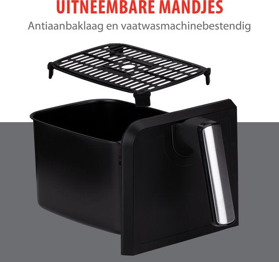 alpina Double Airfryer XL 8L - Friteuse à air chaud pour 4 à 8 personnes - Capacité 2x4L - Affichage digital - Friteuse à air 1700 W - Fonction Sync Finish - Noir