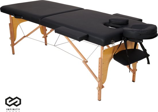 Table de massage Infinity Goods - pliante - capacité 250KG - 8 supports de hauteur - sac de rangement inclus - table de traitement - noire