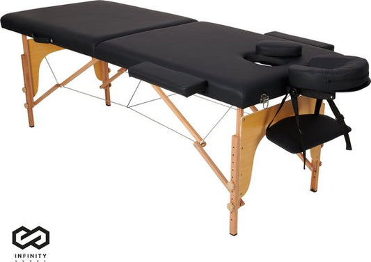 Table de massage Infinity Goods - pliante - capacité 250KG - 8 supports de hauteur - sac de rangement inclus - table de traitement - noire