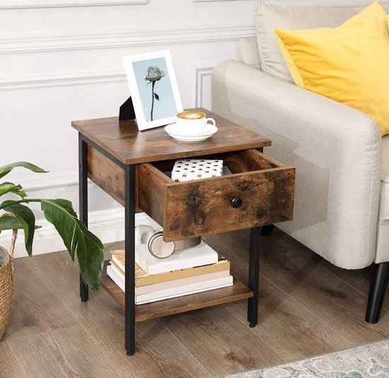 MIRA Home - Table d'appoint - Table de chevet - Brun - Bois - 40 x 55 x 40 cm