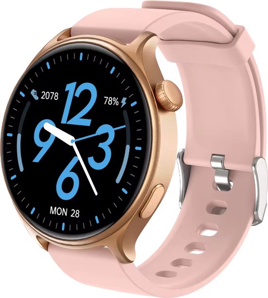 Maoo GTR Series 2 Smartwatch Ladies - Bracelet en acier inoxydable et TPU - Podomètre - Moniteur de fréquence cardiaque - Moniteur de sommeil - Multisport - Convient à Android et iOS - Rose