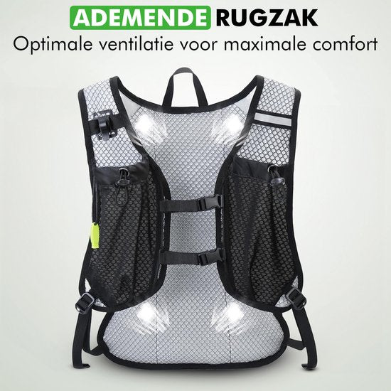 Travelhawk Sac à dos pour boire - Sac à dos de course à pied - Convient aux sacs à eau de 2L - Hydrofuge, léger, réfléchissant - 12L - Noir