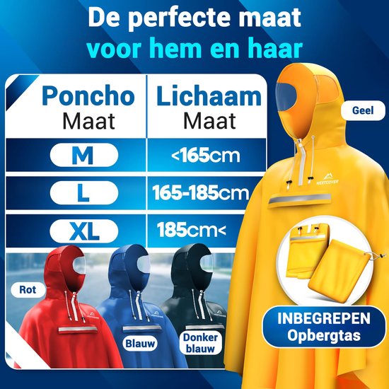 Nextcover Poncho de pluie pour femmes et hommes | Cape de pluie avec technologie AquaShield 2.0, coupe-vent et imperméable | Idéal pour le cyclisme, la randonnée et la pêche | Poncho de vélo pour adultes Unisexe | Poncho