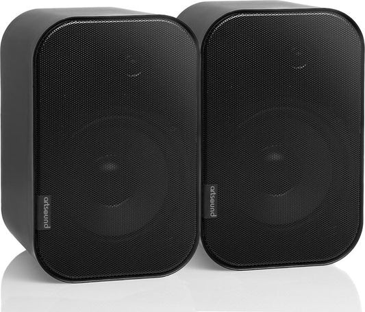 Artsound UNI20, Jeu de 2 haut-parleurs passifs, haut-parleur hi-fi 2 voies, 10-40 watts, support mural avec joint à rotule, convient aux pièces jusqu'à 20 m² telles que couloir, cuisine, toilettes, couleur : noir
