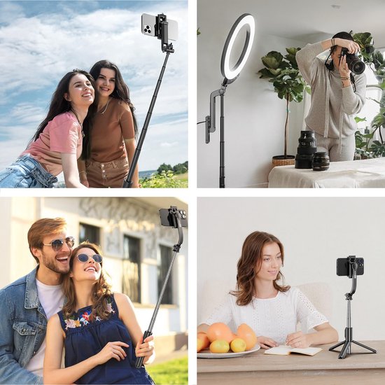 Bâton selfie - 3 en 1 - avec télécommande - Pour iPhone et Samsung - Trépied pour téléphone - Bluetooth - Smartphone - Luft