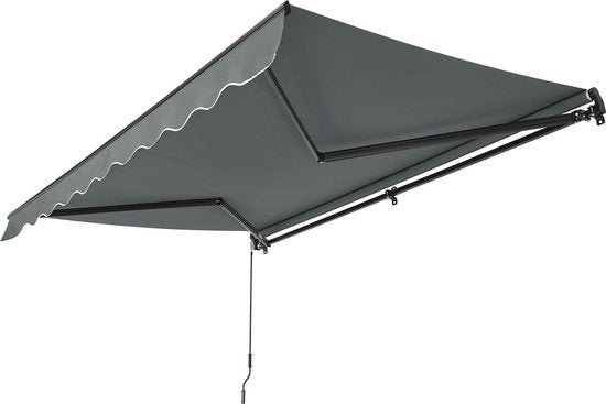 Auvent - 350 x 300 cm - Gris foncé - Accessoires de montage inclus