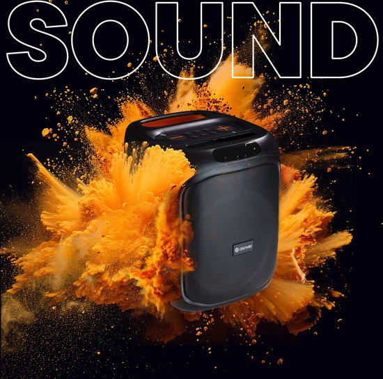 Enceinte Bluetooth Denver Party Box - Lumières disco - Incl. Télécommande - Prise microphone - BPS165