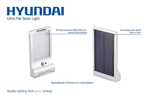 Hyundai - Lampe d'extérieur LED solaire ultra-mince