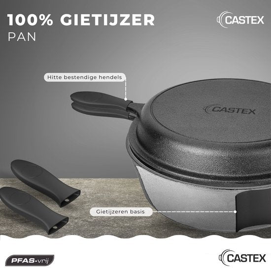 Castex Duocraft Cast Iron Pan - Casserole Induction - Casseroles - Stew Pan - Bread Pan Cast Iron - Simmer Pan