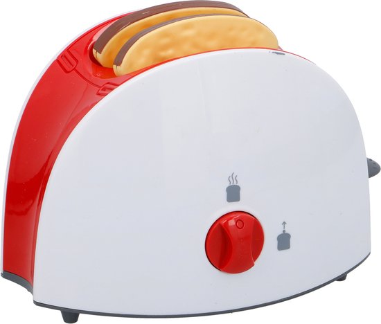 Eddy Toys Toy Toaster - Toy Kitchenware Toaster - Incl. Toast - White