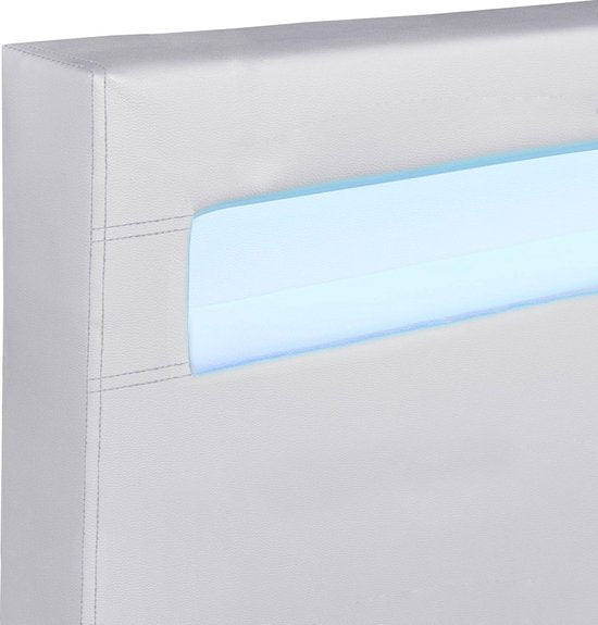 Lit capitonné Paris - 140 x 200 cm - Blanc - Eclairage LED