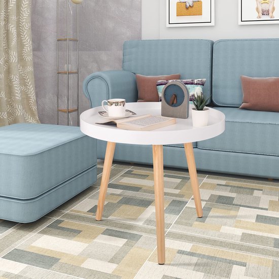 Rootz Table d'appoint - Support de café - Table de chevet - Accent de salon - Support de salon - Table d'appoint - Blanc - 50 x 44 cm (ø x H)