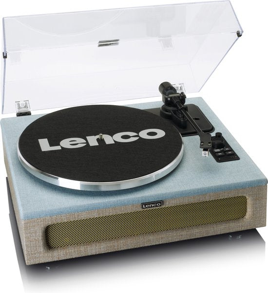 Lenco Record Player avec Bluetooth - Quatre haut-parleurs intégrés 40W RMS - LS-440BUBG - Bleu Gris