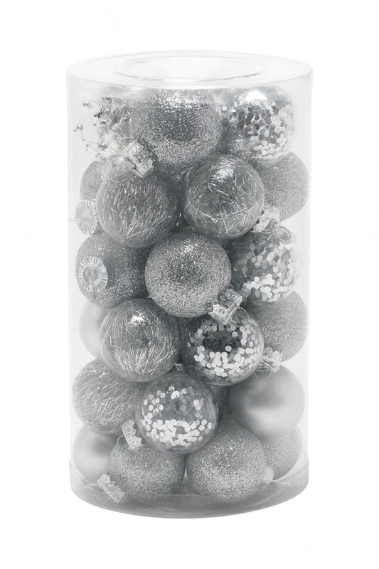 Jeu de boules de Noël 25 pcs argent