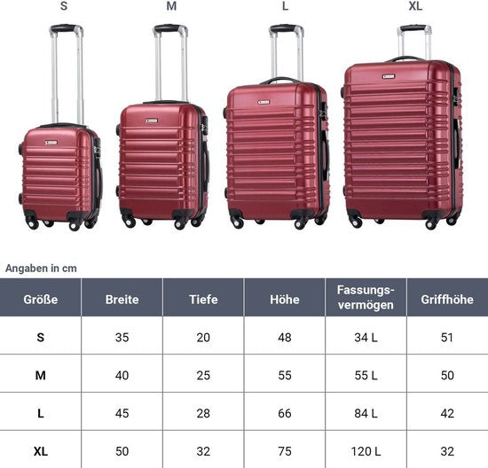 Trolley Travel Case Set / Valise Rome - 4 pièces - Rouge - ABS