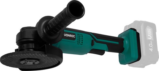 VONROC Accu Angle Grinder - VPower 20V - Ø125mm - Avec poignée latérale et sac à outils - Sans batterie ni chargeur