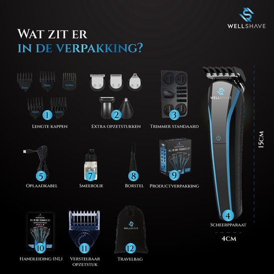 Wellshave 5 in 1 Beard Trimmer Men - Trimmer Beard and Body - Body trimmer men - Bodygroomer men