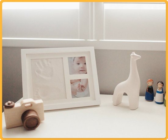 Cadre photo bébé Frummel avec empreinte en argile (bébé en plâtre) - Mieux qu'un plâtre - Empreinte en argile du pied et de la main du bébé - Cadeau de maternité fille / Cadeau de maternité garçon - Baby Shower