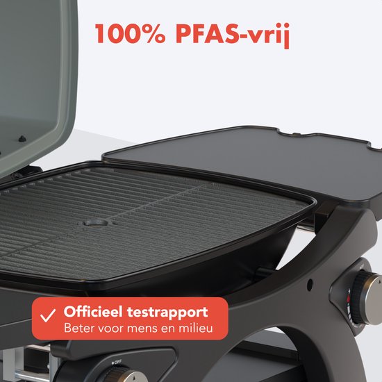 KitchenBrothers Gas BBQ - Table Top Barbecue - BBQ de table - Revêtement antiadhésif - Surface de cuisson 37x48 cm - Noir
