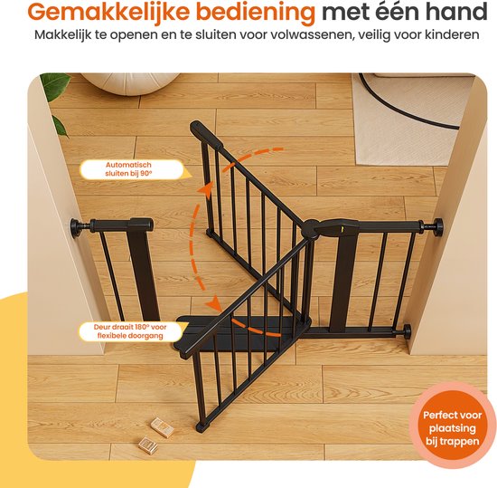 Goliving Porte d'escalier sans perçage - 2 pièces - 75 à 103 cm - Fixation par pince - Modèle à pince - Extensible - Métal - Barrière pour enfants - Barrière pour chiens - Noir