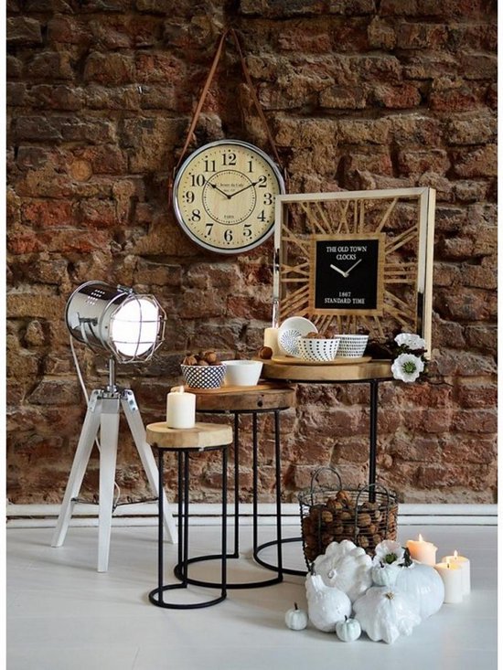 Lampadaire Boomi design industriel rétro blanc argenté