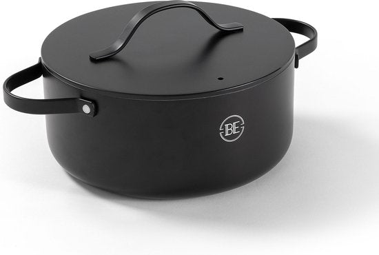 BE Living Essential Casserole avec couvercle - Ø 24 cm - Poêle de cuisson - Céramique - Sans PFAS - Induction - Noir