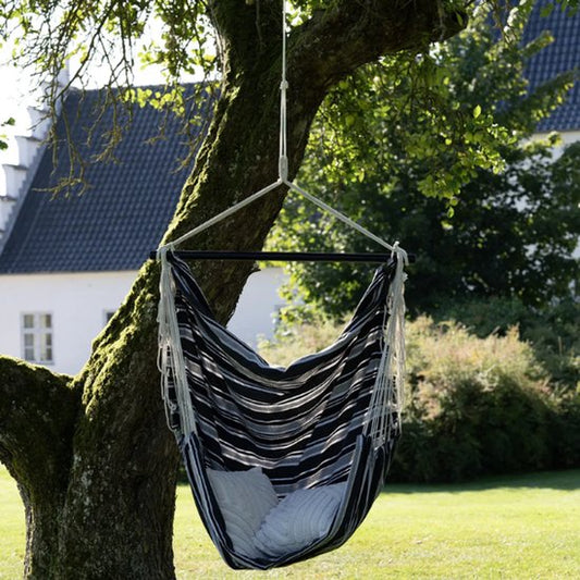house nordic lamia chaise hamac - noir, gris et blanc