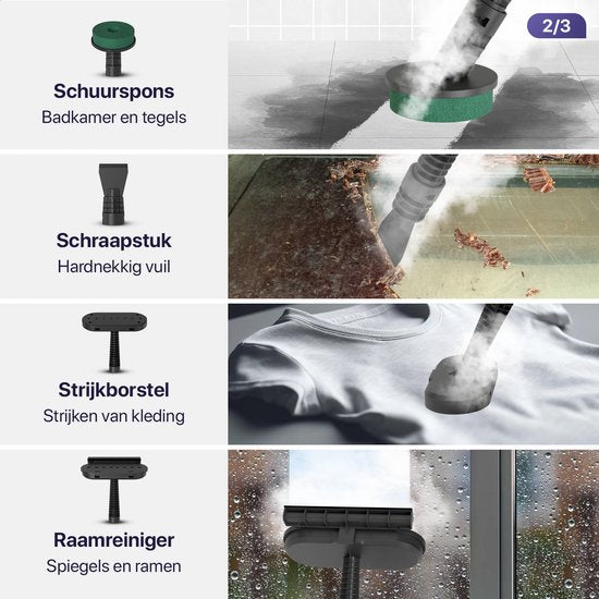 LUMAN 16 in 1 Steam Cleaner AND Hand Dryer V3 - Carpet Cleaner - Stain Cleaner - Floor Cleaner - With 16 Attachments and 3 Microfiber Cloths - Green (Nettoyeur à vapeur et séchoir à main 16 en 1 V3 - Nettoyeur de tapis, de taches et de sols)