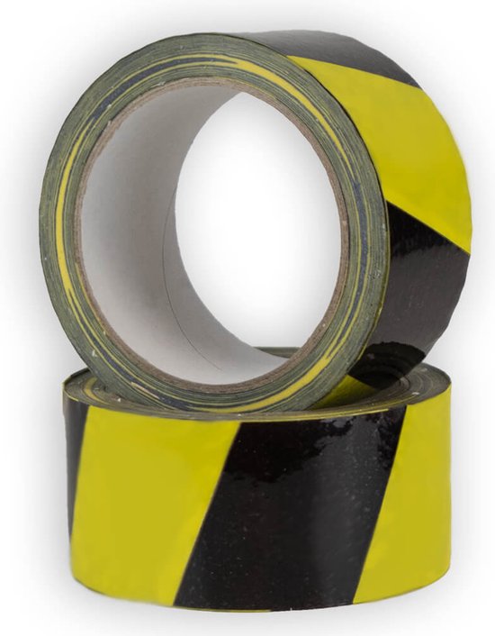 Perel Ruban de signalisation, pour des applications d'avertissement et de marquage, en rouleau, noir/jaune, 5 cm x 33 m
