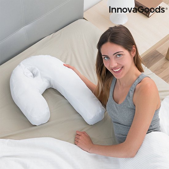InnovaGoods Oreiller Relax Sleep - Oreiller ergonomique pour le corps - Oreiller en forme de U pour le sommeil latéral - 60% Polyester - Blanc
