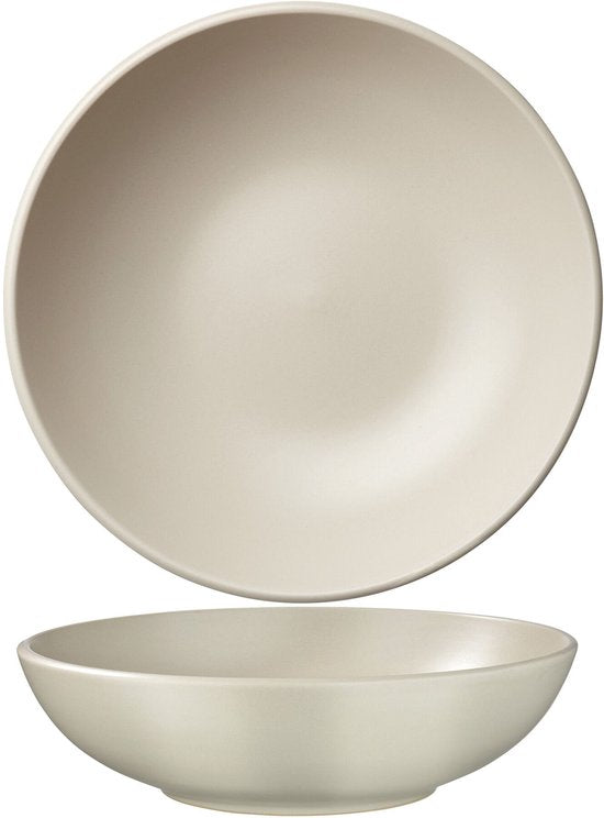 tectake® Ensemble de vaisselle Una - 30 pièces - Faïence - 6 personnes - Vaisselle élégante et durable - Ensemble d'assiettes avec grandes et petites assiettes, bols, coupes - Taupe