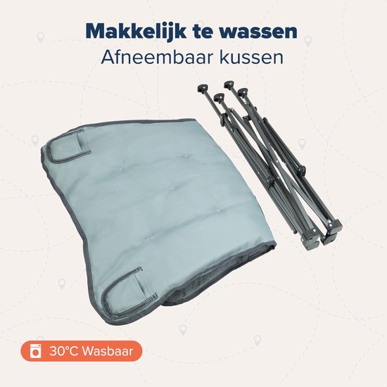 TRVLMORE Chaise de camping - Pliable - Sac de transport inclus - Chaise de camping - Chaise papillon - Capacité de charge 136 kg - Gris