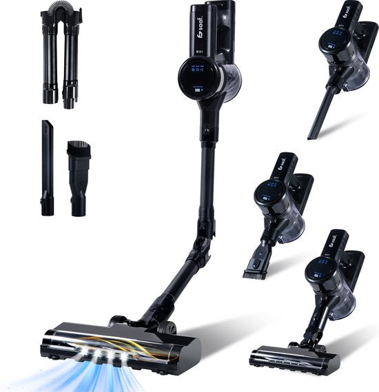 Saaf G100 Aspirateur à manche - 9 pièces avec manche pliable - 35 000Pa - Aspirateur sans sac - 250W - Sans fil - Noir