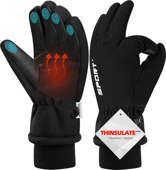 Travelhawk Touchscreen Gloves - Extra Warm - Splashproof Gloves Men - Gloves Ladies - Gloves Winter - Scooter/Bike - Black - L/XL