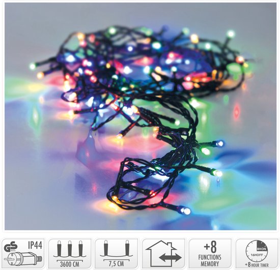 Lampe de Noël 480 LED- 36m - multicolore - Minuterie - Fonctions d'éclairage - Mémoire - Extérieur - Intérieur-IP44 plug-in
