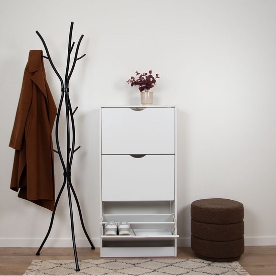Armoire à chaussures Milton Oldbrook Prato - 3 niveaux - jusqu'à 18 paires de chaussures - 60 x 24 x 119 cm - Blanc