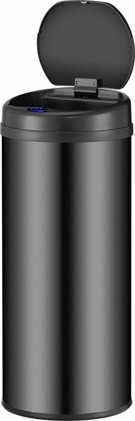 Poubelle automatique / Poubelle à déchets / Poubelle à détecteur - 50 litres - Noir - Rond